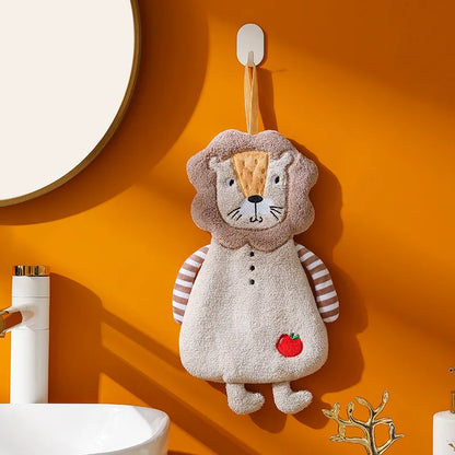 DecorBites™ Kids Coral Velvet Hanging Hand Towel: Soft, Skin-Friendly Kitchen & Bathroom Towel