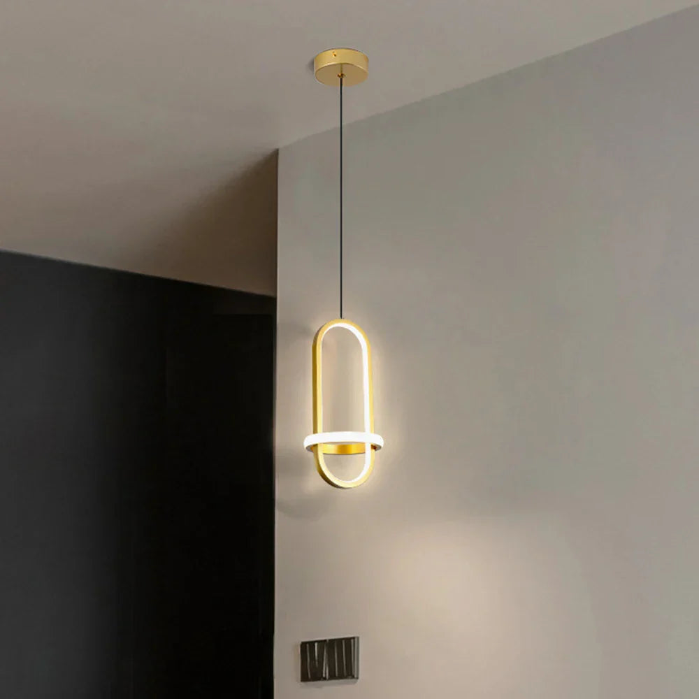 Gold Minimalist Pendant Light Black Bedroom
