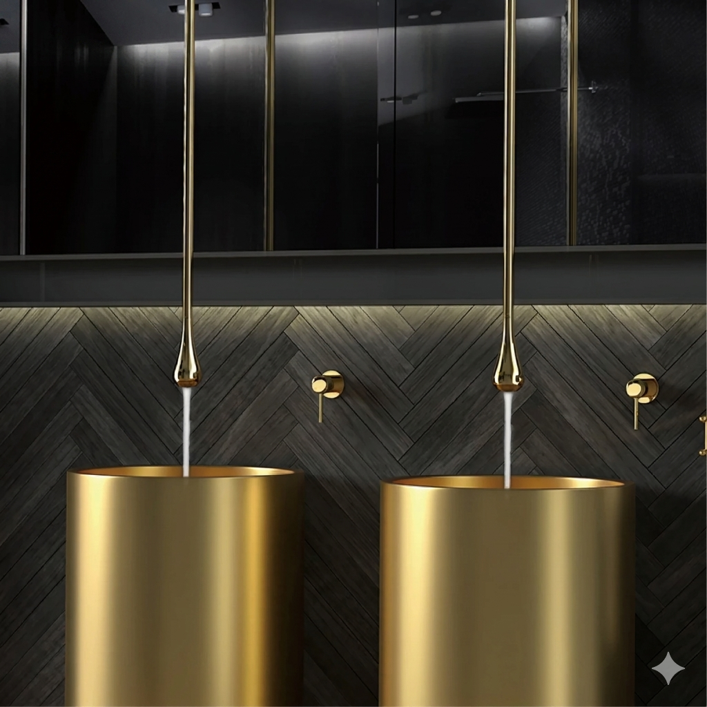 Luxury brushed Gold bathroom Ceiling faucet