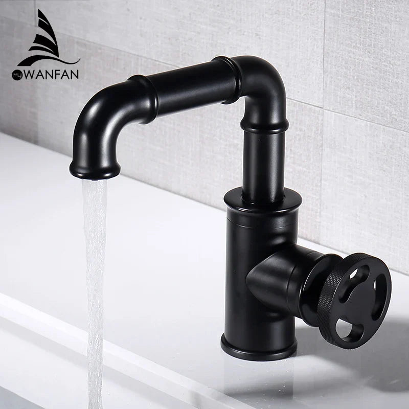 DecorBites™ Gold Brass Basin Faucet: Hot & Cold Water Mixer Tap for Modern Bathrooms