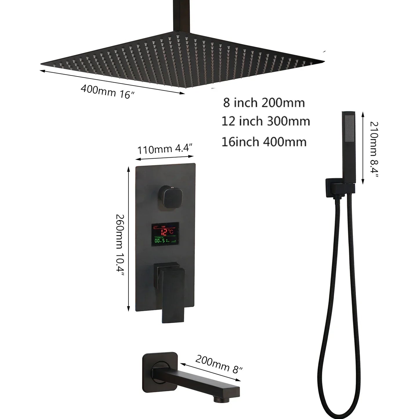 DecorBites™ Digital Display Shower Faucet Set with 3 Functions