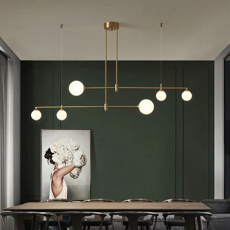 DecorBites™ Gold Copper Glass Ball Chandelier Pendant for Dining Room & Kitchen