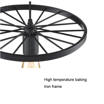 DecorBites™ Iron Wheel Chandelier | Retro Loft Industrial Pendant Light for Dining Room