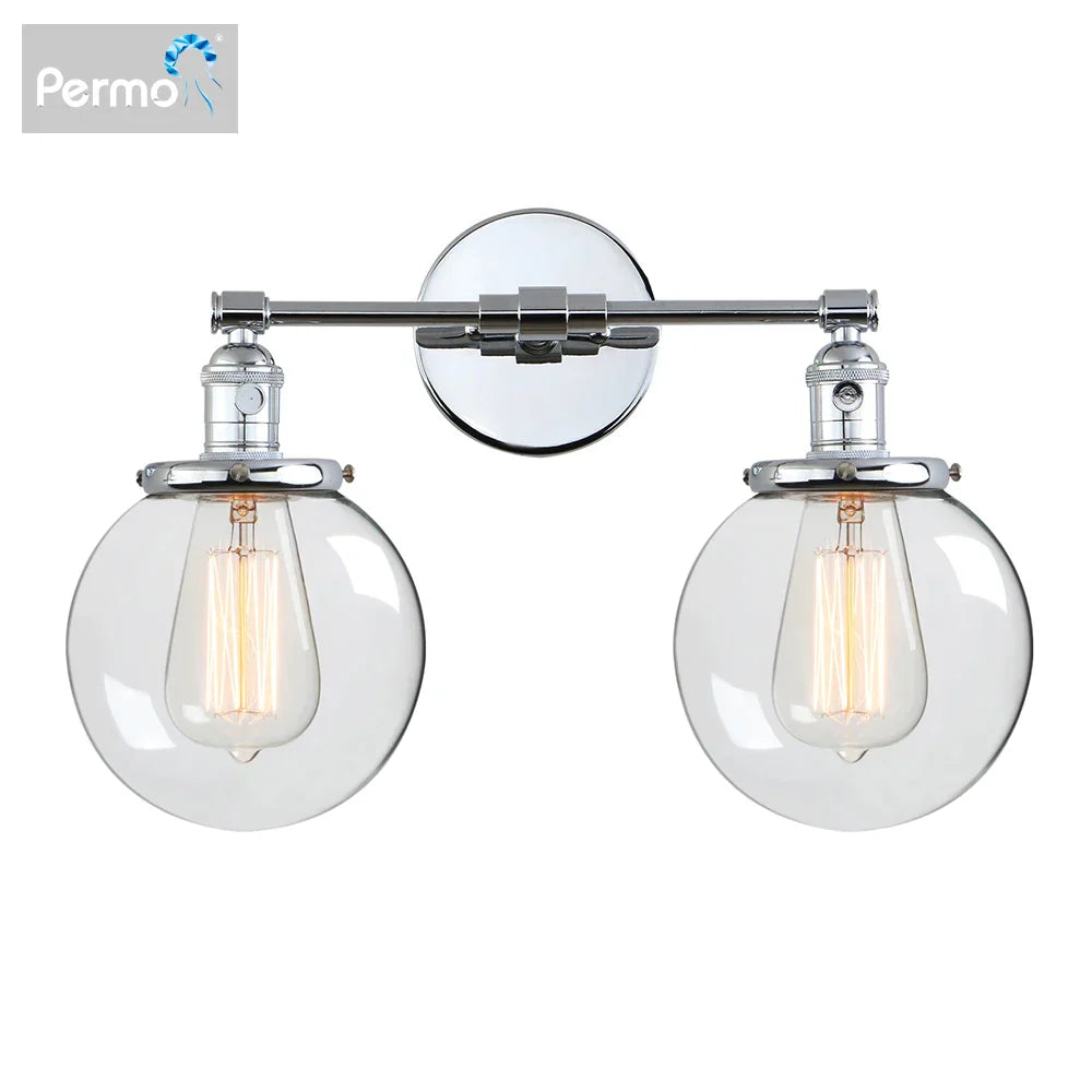 DecorBites™ Glass Ball Globe Wall Light for Retro Home Decor - Double Heads E27 Sconce