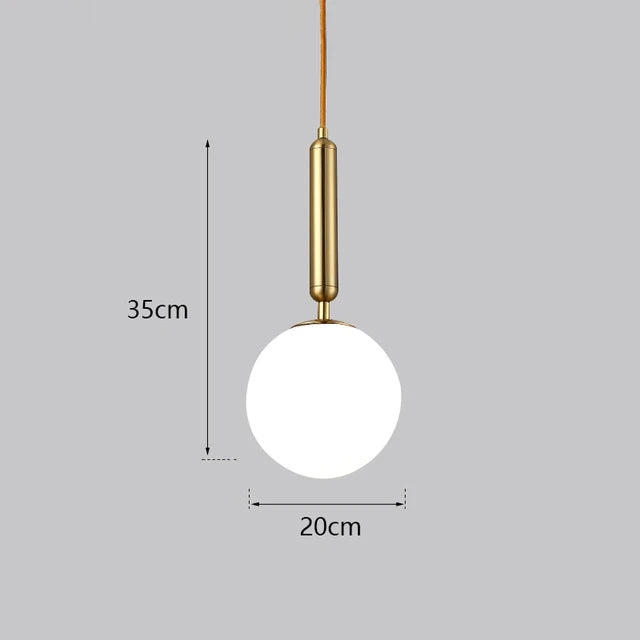 DecorBites™ Glass Ball LED Pendant Light for Bedroom and Bar, Modern Globe Hanging Ceiling Lamp