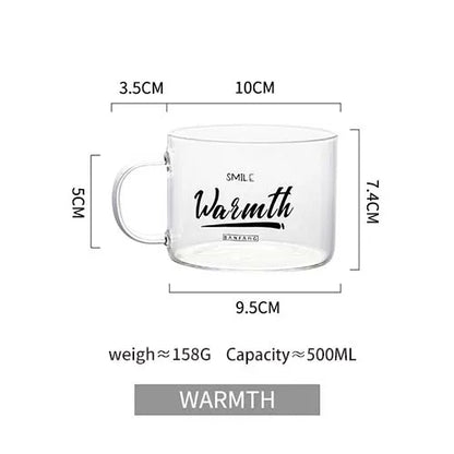 DecorBites™ Creative Alphabet Glass Juice Cup with Handle | Personalized Office Tea and Dessert Cup
