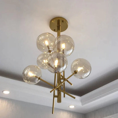 DecorBites™ Glass Ball Iron Chandelier for Home Hotel Villa Living Room