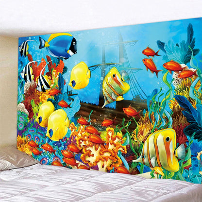 DecorBites™ Dolphin Psychedelic Tapestry: Bohemian Underwater Wall Hanging for Home Decoration