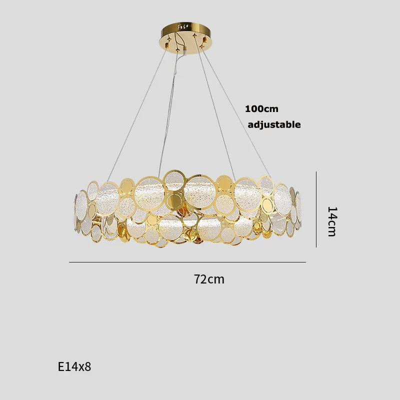 Gold Iron Glass Chandelier Oval93cm Steel Finish