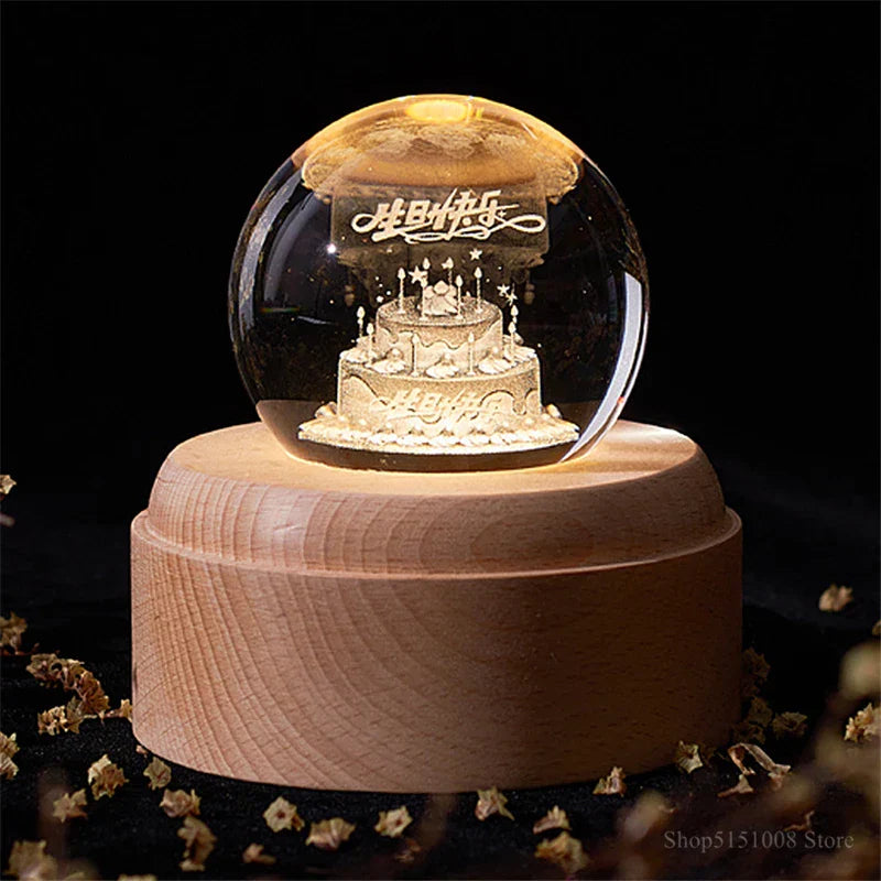 DecorBites™ Crystal Ball Night Light USB Music Box Universe Globe 3D Lamp