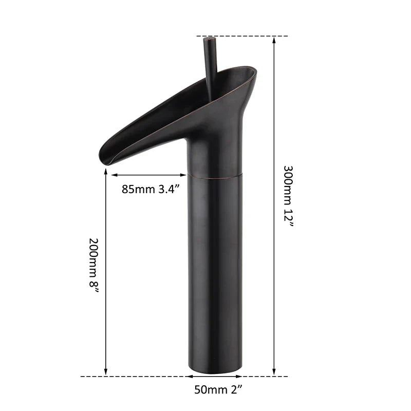 DecorBites™ Golden Waterfall Bathroom Faucet Mixer Tap Tall Sink Deck Mounted