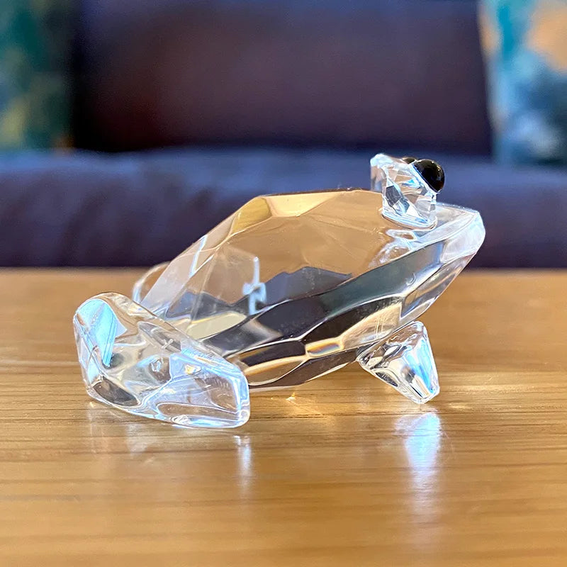 Crystal Frog Paperweight Sculpture