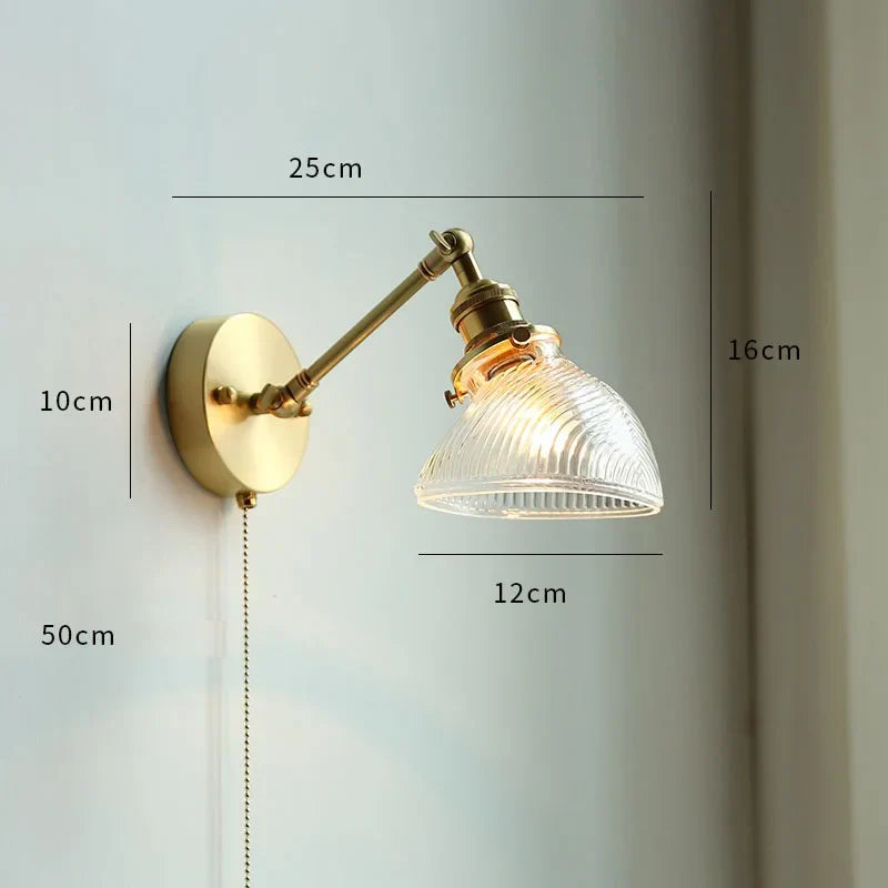 DecorBites™ Copper Wall Sconce Glass Nordic Wall Lamp LED Pull Chain Switch