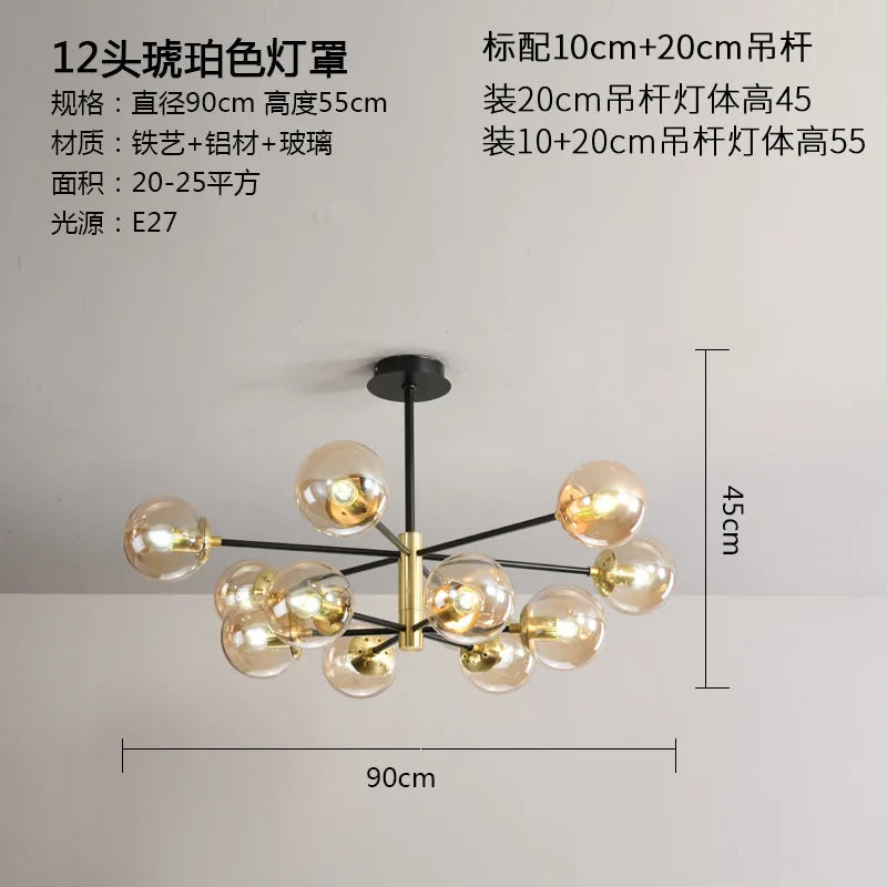 DecorBites™ Glass Ball LED Chandelier - Modern Indoor Lighting Fixtures for Living Room & Bedroom