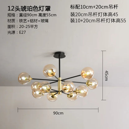 DecorBites™ Glass Ball LED Chandelier - Modern Indoor Lighting Fixtures for Living Room & Bedroom