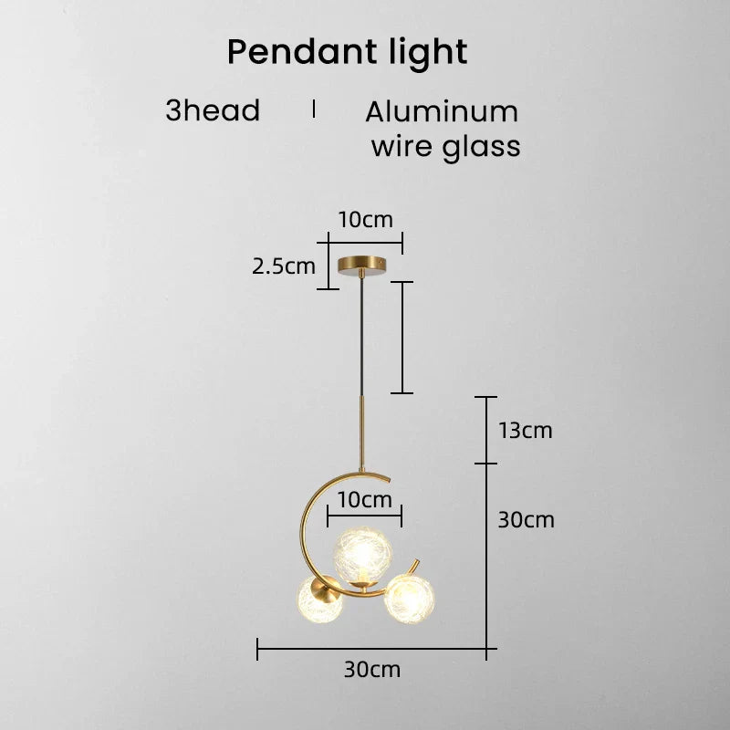 DecorBites™ Gold Glass Ball Chandelier for Living Room Kitchen Bedroom - 220V 110V
