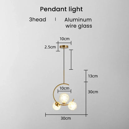 DecorBites™ Gold Glass Ball Chandelier for Living Room Kitchen Bedroom - 220V 110V