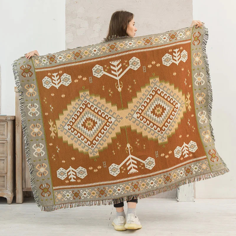 Nordic Plaid Knitted Blanket