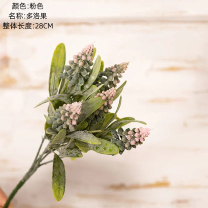 DecorBites™ Doluo Fruit Grass Simulation Flower Wedding Decor Fake Green Plants Bouquet