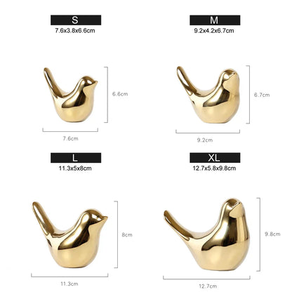 DecorBites™ Gold Ceramic Bird Figurines Home Decor - Fashionable Wedding Ornaments