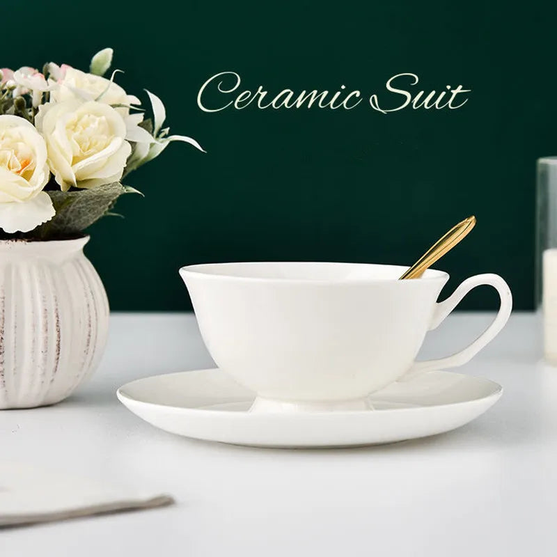 DecorBites™ Bone China Tea Cup Set with Saucer Spoon - Elegant Black Tea Party Coffeeware