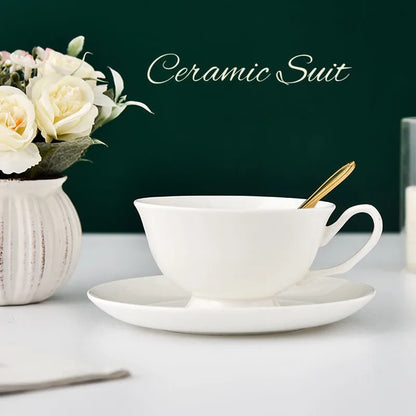 DecorBites™ Bone China Tea Cup Set with Saucer Spoon - Elegant Black Tea Party Coffeeware