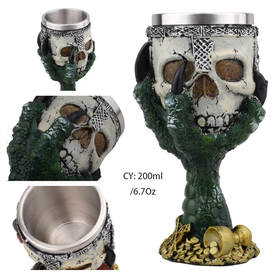 DecorBites™ Dragon King Goblet 200ml: Retro Stainless Steel Wine Glass Gothic Whiskey Cup