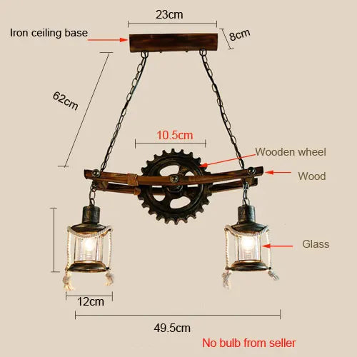 DecorBites™ Gear Industrial Chandelier Pendant Lamp for Cafe Bar Restaurant