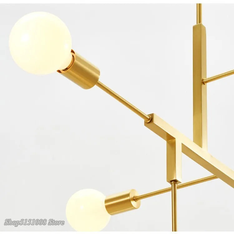 DecorBites™ Cross Style 5-Head Pendant Light in Gold and Black Finish for Modern Home Decor