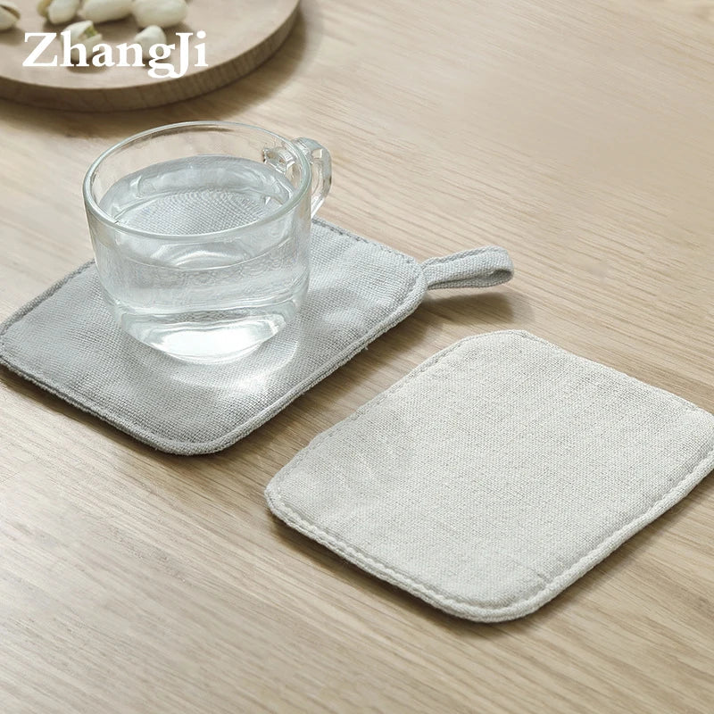 DecorBites™ Cotton Linen Coaster Set for Tea Coffee Mug Heat Protection ECO Cup Mat