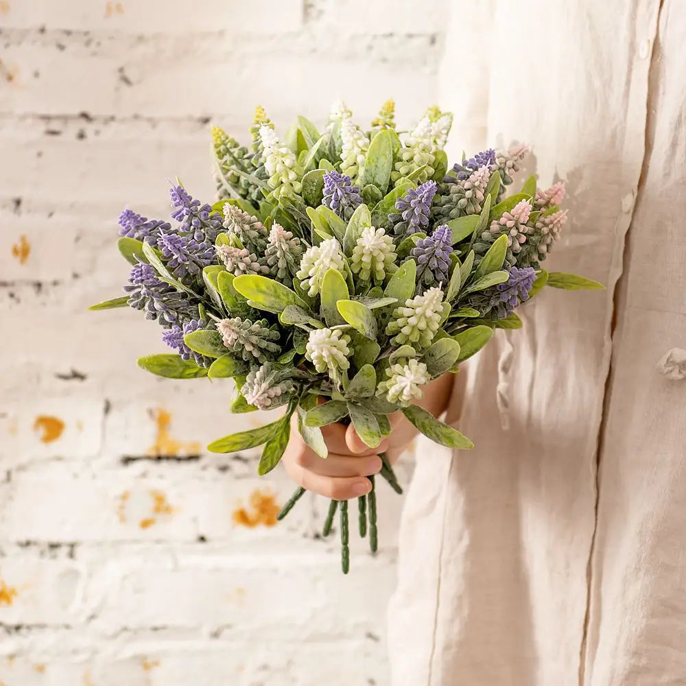 DecorBites™ Doluo Fruit Grass Simulation Flower Wedding Decor Fake Green Plants Bouquet