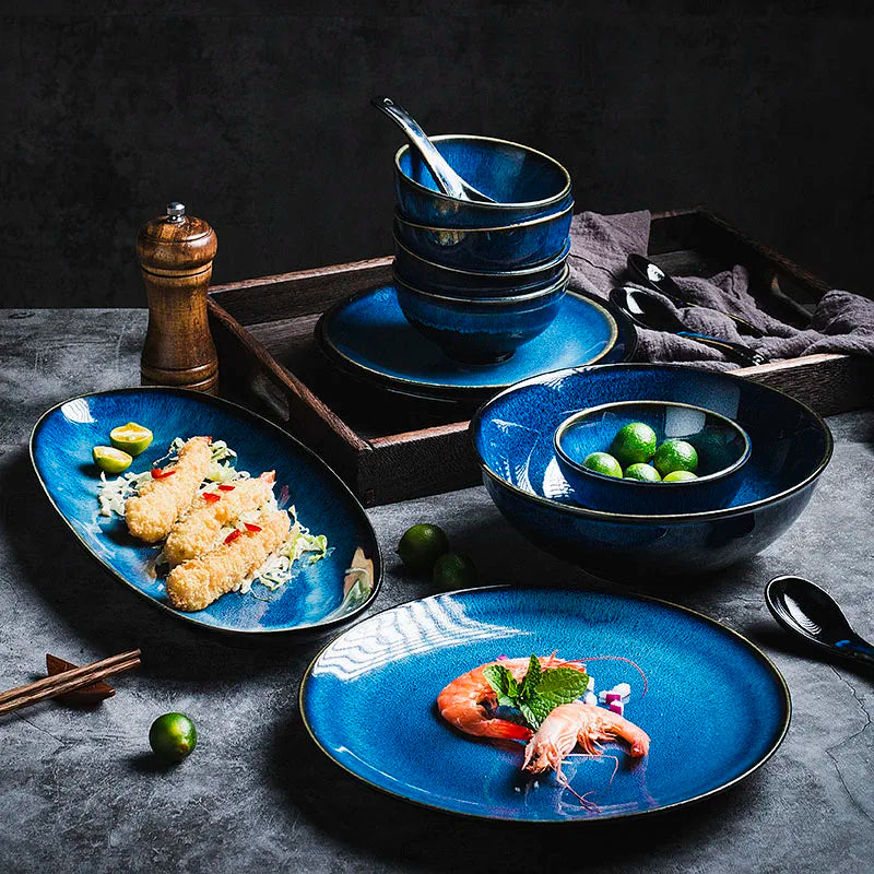 Blue Ceramic Tableware Set