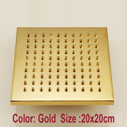 DecorBites™ Gold Square OverHead Rain Shower Head Copper Bathroom Shower