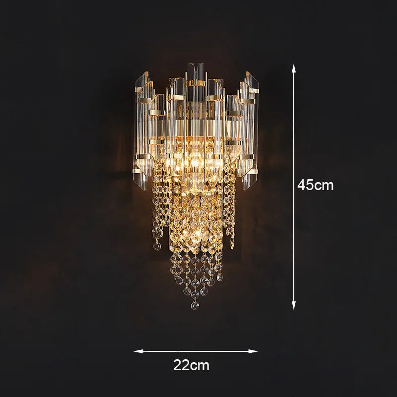 DecorBites™ Crystal Wall Lamp: Modern Luxury LED Lighting for Living Room, Bedroom, and Staircase