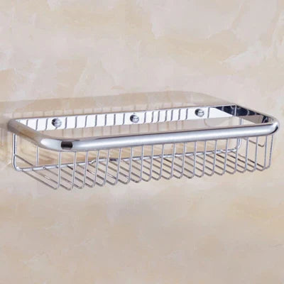 DecorBites™ Gold Brass Bathroom Shelf with Towel Hanger, Shampoo Holder, and Basket