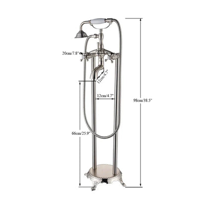 DecorBites™ Dual Handle Clawfoot Bathtub Shower Faucet, Golden Polished Free Standing Mixer