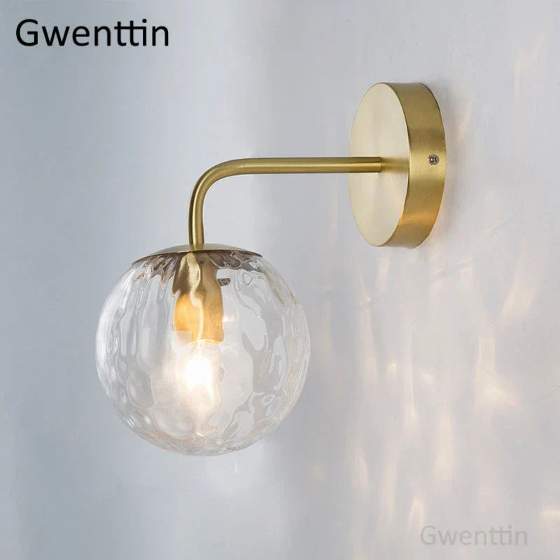 Gold Glass Ball Mirror Sconce