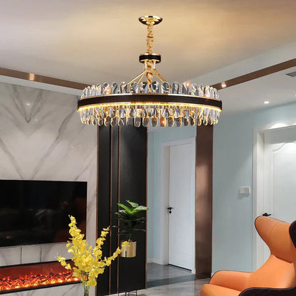 DecorBites™ Gold Stainless Steel Crystal Chandelier for Dinning Room
