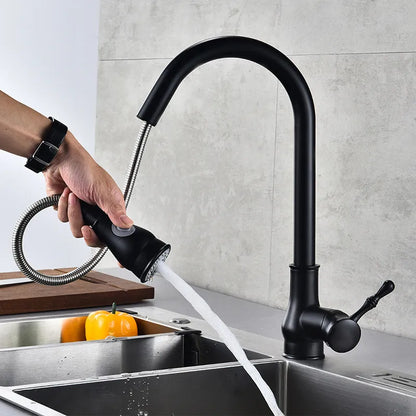 DecorBites™ Gold Kitchen Faucet Pull Out Swivel Water Mixer Tap Single Handle Sink