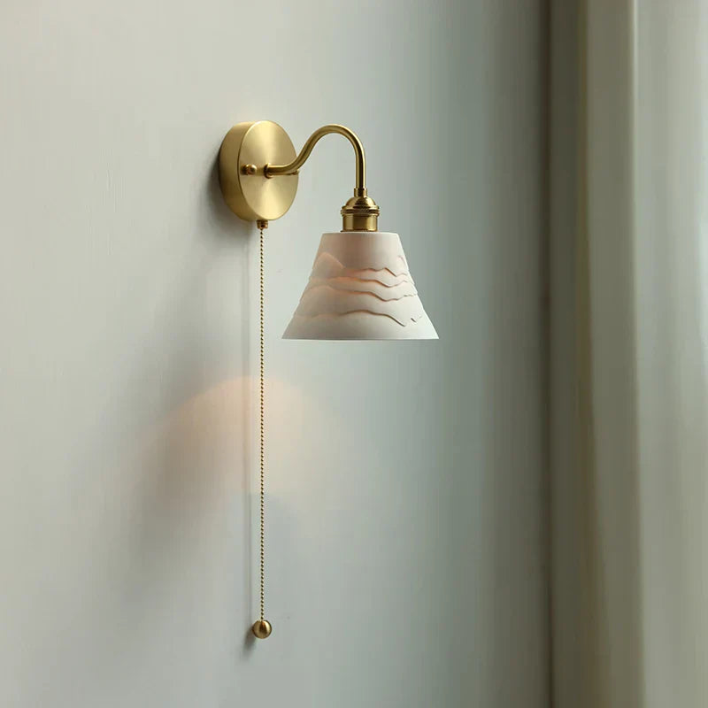 DecorBites™ Glass LED Bathroom Mirror Light Pull Chain Copper Wall Sconce