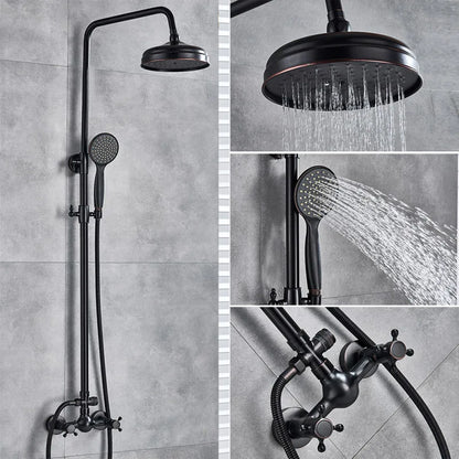 DecorBites™ Black Bronze Shower Faucet Set with 8" Rain Shower Head and Hand Shower