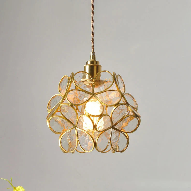Glass Flower Pendant Light Blue Warm White