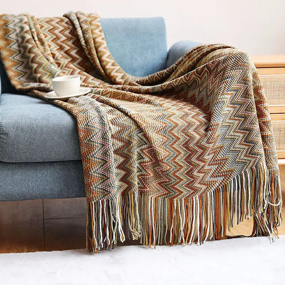 DecorBites™ Geometric Aztec Baja Blanket - Boho Decor Sofa Cover & Throw