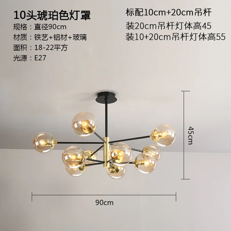 DecorBites™ Glass Ball LED Chandelier - Modern Indoor Lighting Fixtures for Living Room & Bedroom