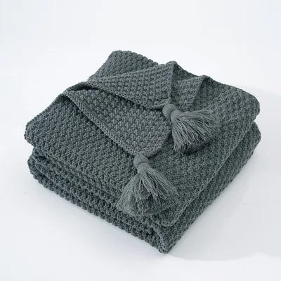 DecorBites™ Knitted Woolen Ball Blanket - Super Warm Cozy Sofa Throw Blanket