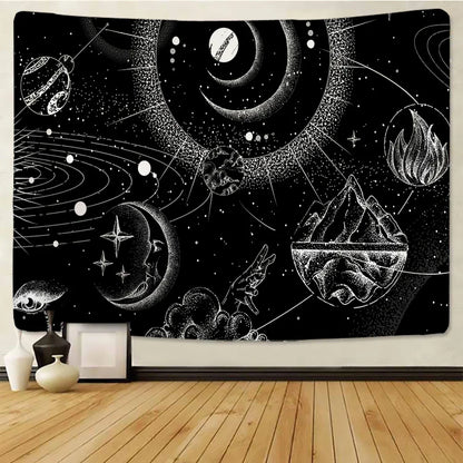 DecorBites™ Black & White Stars Mandala Tapestry - Home Decor