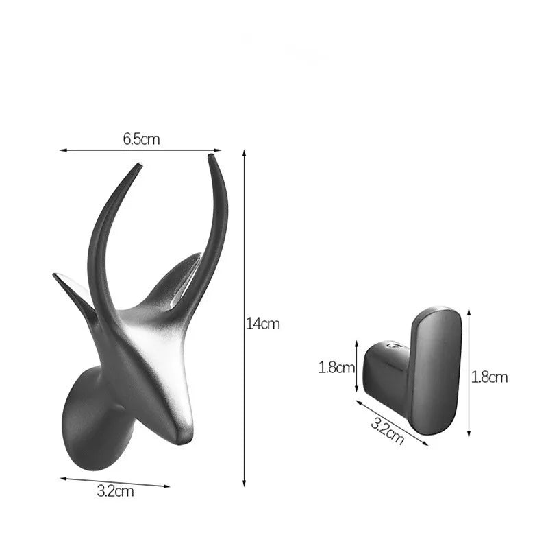 DecorBites™ Gun Grey Robe Hooks: Wall Mount Towel Hanger for Bathroom, Clothes, Hat, Coat