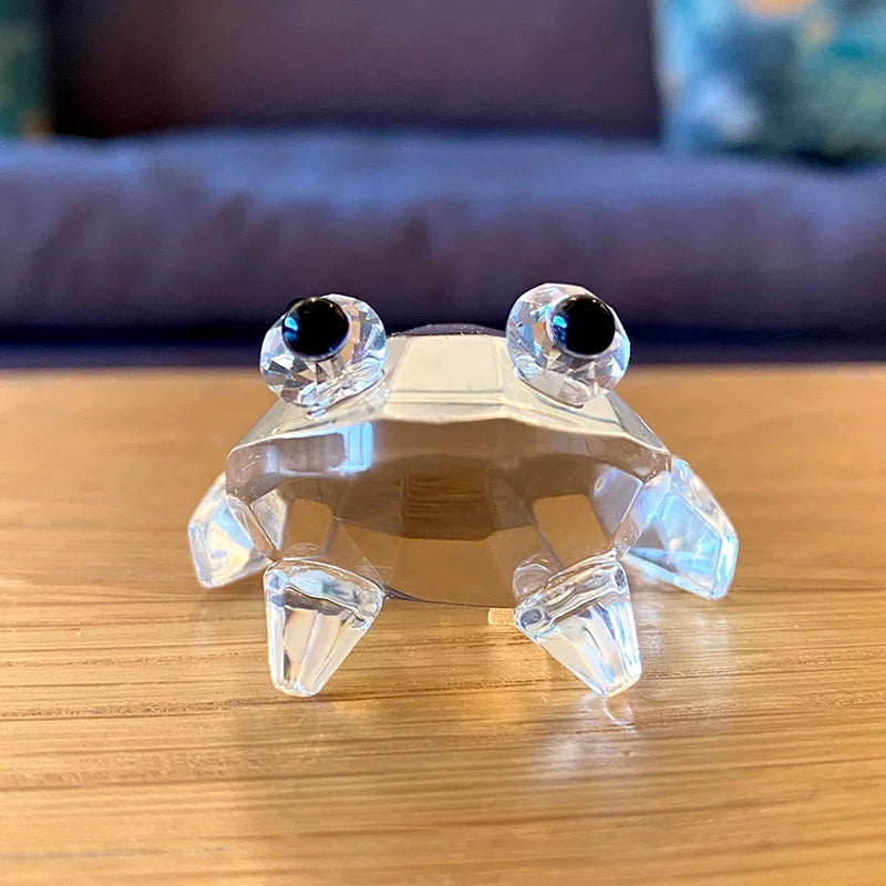 Crystal Frog Paperweight Sculpture