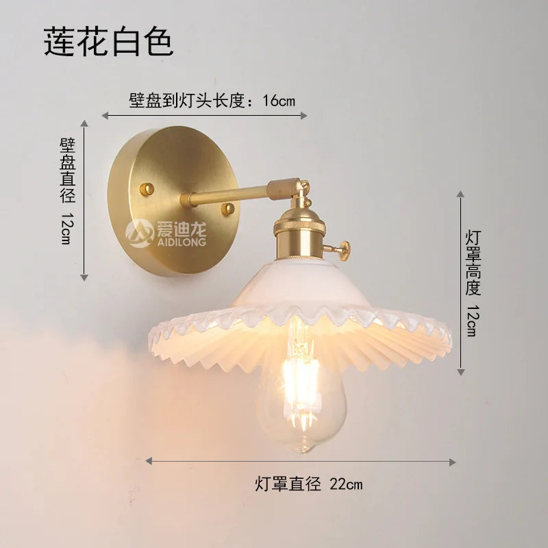 Copper Glass LED Sconce Japanese Style Stairway