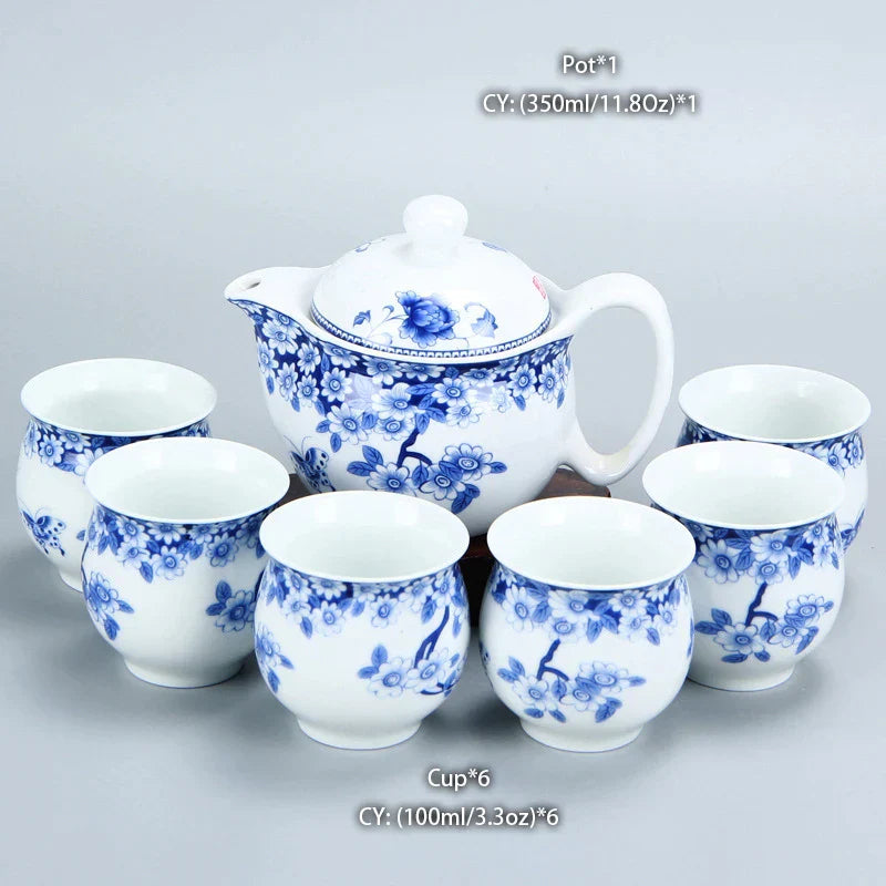 DecorBites™ Dragon Teapot Tea Set, Porcelain Kung Fu Teaware for Puer Oolong Ceremony